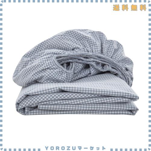 ボックスシーツ ワイドキング 200x200x30cm オーガニックコットン 洗いざらしの綿100% ベッドシーツ BOXシーツ 防ダニ ギンガムチェック