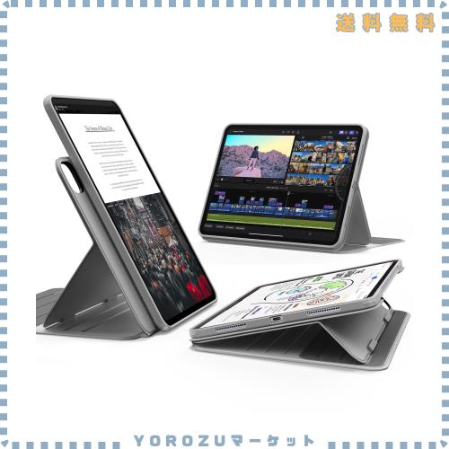 ESR iPad Pro 13インチ ケース（M5/M4、2025/2024）専用 取外し可能なマグネットカバー付き回転式ケース 縦向き/横向きスタンド 6段階の