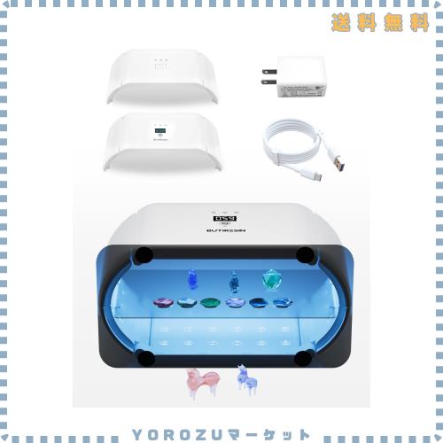 BUTIRESIN UVレジン ライト 48W 48個のLED両面ランプ 360°サラウンド光源 長時間設定 (60/180/300/600秒) レジン硬化用大型 UV ランプ D