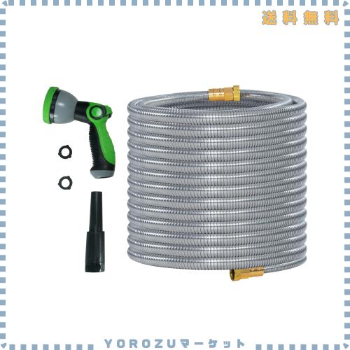 STEELMIGHT ステンレス製 PVC ガーデンホース 15m 散水ホース 耐久性 高圧ホース 洗車 庭 ベランダ 掃除用 ガーデニング
