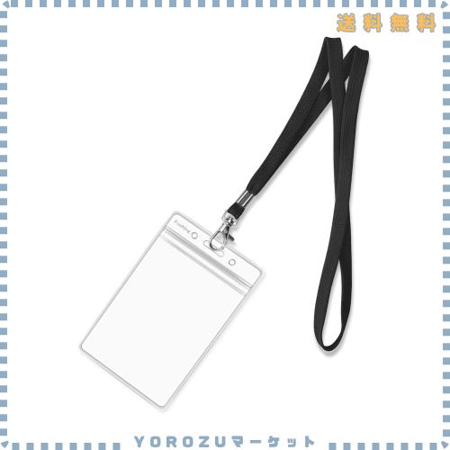 Fushing 50個 ブラッククリア名札ホルダー＋ネックストラップセット 縦 (XXL)
