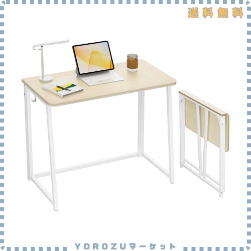 WOHOMO デスク 折りたたみデスク 幅80*奥行40*高さ74.5cm コンパクト 組立簡単 机 パソコンデスク 学習机 勉強机 収納フック付き 在宅ワ