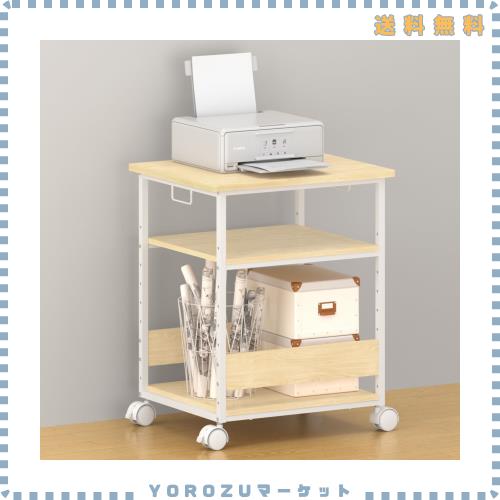 MIYOKI プリンター台 プリンタラック キャスター付き 幅60 奥行50cm 高さ70cm 総耐荷重90kg A3 A4対応 コピー機台 サイド デスク ワゴン