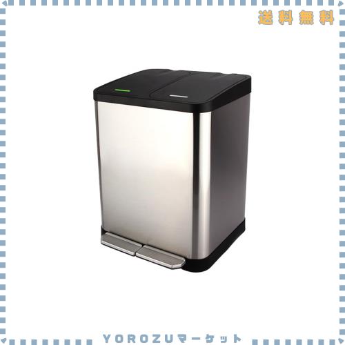 TZAVE ステンレス製 ゴミ箱 2×15L（ゴミ袋1ロール付き）ペダル式分別ゴミ箱