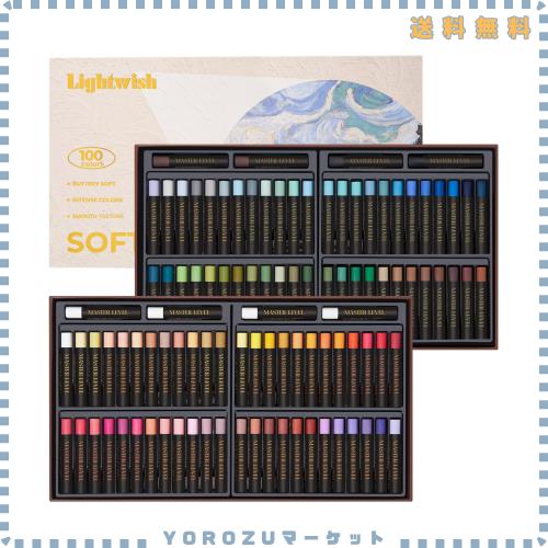 LIGHTWISH プロフェッショナル オイルパステル 100色+白4本 計104本 鮮烈発色 耐光性 ブレンド専門 クリーミーソフト 混色/重ね塗り最適