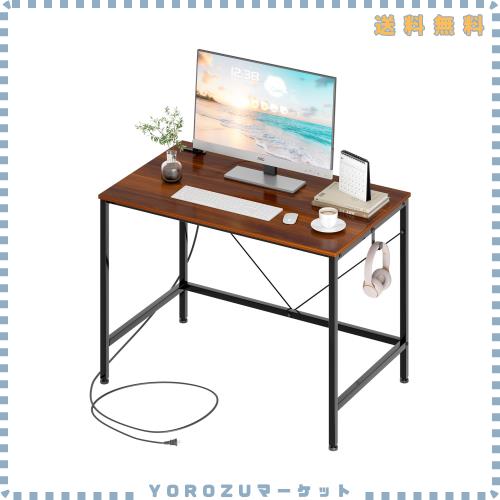 LunarLight ワークデスク 机 幅100奥行60高さ70cm テレワーク PCパソコンデスク シングルデスク 勉強机 コンセント付き オフィス 在宅 ゲ