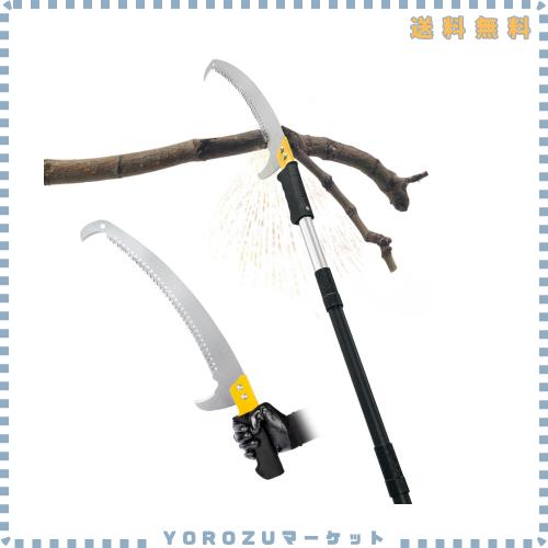 BlumeTrec 高枝ノコギリ 4.3m 手持ち＆高枝両用 軽量ステンレス製 伸縮式高枝鋸 高枝切りバサミ 手動剪定 フック刃付き 三面刃 ブレード付