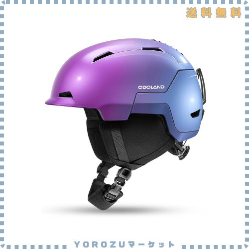 Odoland スキーヘルメット 開閉式ベンチレーション スノーボードヘルメット 安全認証済み ダイヤル式サイズ調整 ゴーグル固定バンド付き