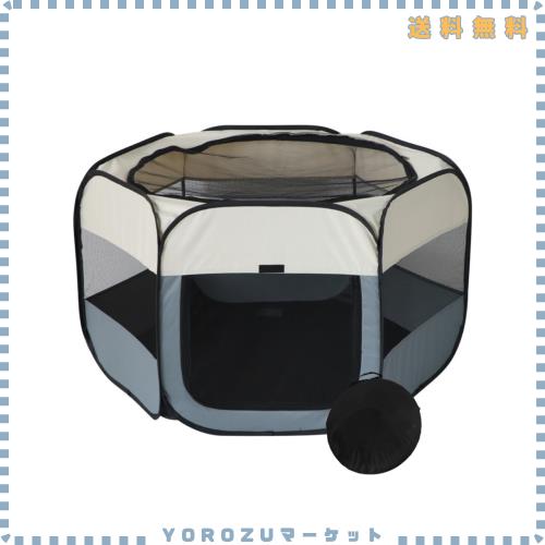 Benebomo 六角形 折りたたみ式 ペットサークル 組み立て不要 キャリーバッグ付き 猫 犬用 ケージ メッシュサークル 軽量 コンパクト 防災