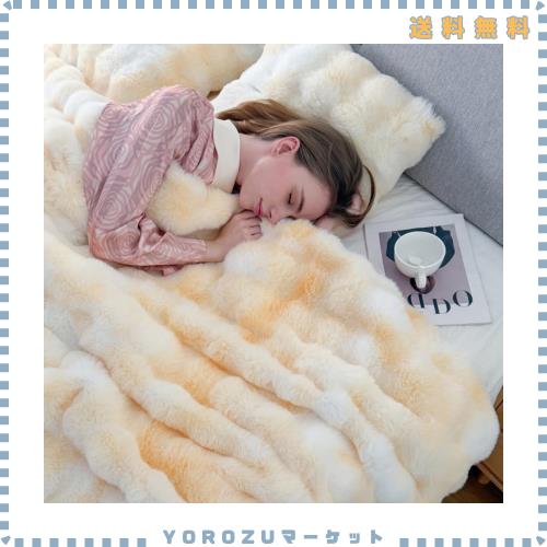 ふわとろ毛布 ブランケット とろとろ ふわふわ ダブル ラビットファー調毛布 ひざ掛け 掛け毛布 もうふ おしゃれ 2枚合わせ あったかい