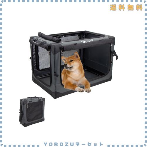 GPR ペット ソフトクレート ケージ ペットキャリー ペットハウス カバー取り外せる 4面メッシュ出入口 鉄フレーム 猫犬兼用 折りたたみ式