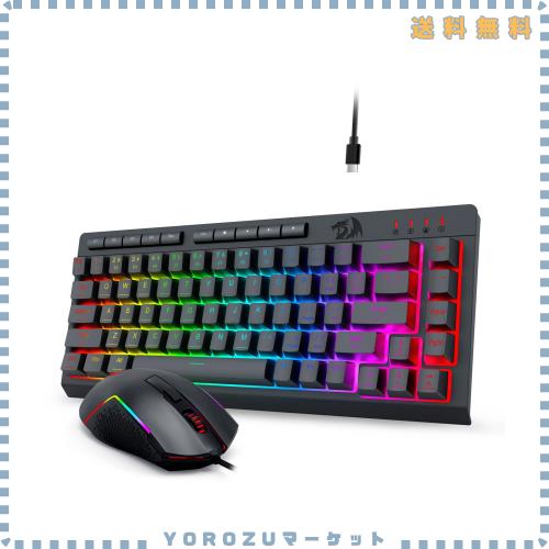 Redragon 有線 ゲーミングキーボード マウスセット 60% テンキーレス 英語配列 静音 メンブレンキーボード 8000DPI 1000Hz 光学ゲーミン