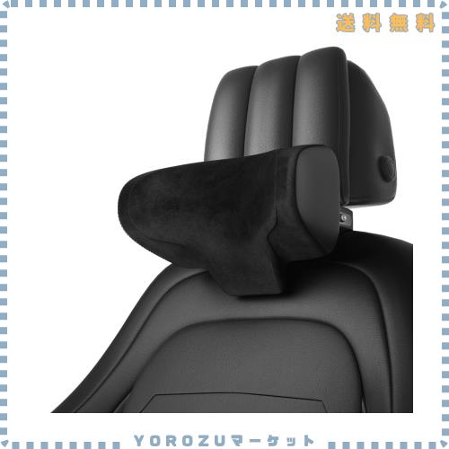 CANLER 車用ヘッドレスト 首枕 ネックパッド 高さ12cm・前後5cm可調節 ドライブ用 クッション 車ヘッドレストクッション 取り付け簡単 フ