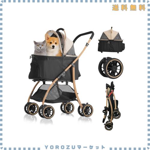 TRAIL TAIL ペットカート 軽量コンパクト ペットベビーカー 分離型・一体型と折りたたみ式 多頭の小型犬＆猫 中型犬一匹用 4輪耐摩耗 静音