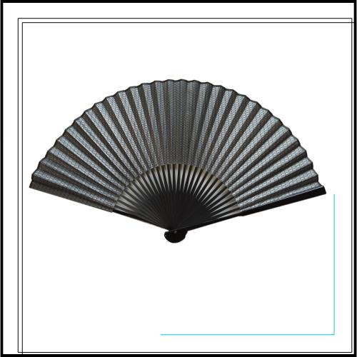 扇子 布貼大型扇子 親黒塗 黒染め シルバー