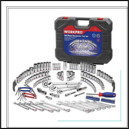 WORKPRO ソケットレンチセット インチ工具セット ハーレー ラチェットレンチ 自動車 バイク 整備 メンテナンス 164点組