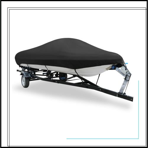 uxcell ボートカバー 追跡可能 V船体 600Dファブリック 防水 傷防止 ブラック 14-16ft、90” ビーム V ハル ボート用