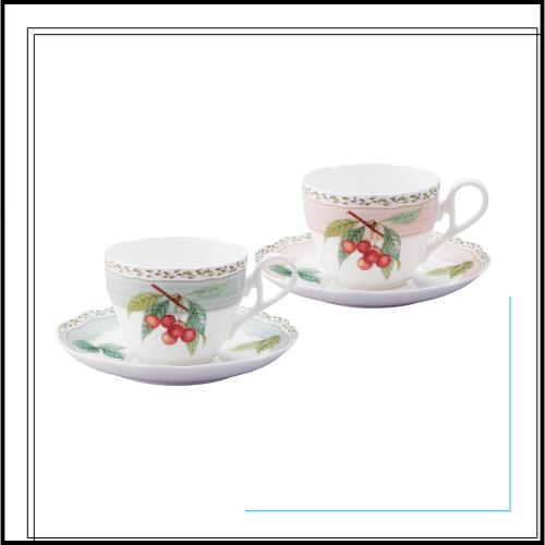 Noritake ノリタケ カップ ＆ ソーサー ( ペアセット ) ( コーヒー ティー 兼用) 250cc オーチャードガーデン 電子レンジ対応 2客 ボーン