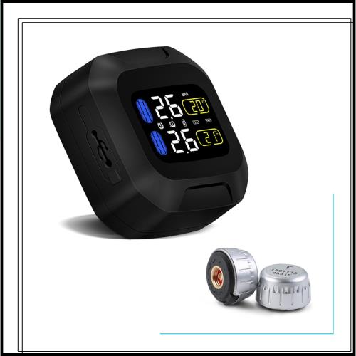 OBEST タイヤ空気圧監視システム 2外部センサー18×13mm ワイヤレスtpms リアルタイム監視 2輪オートバイ用防水