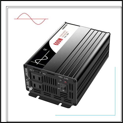 正弦波dc-acコンバーター 12v 正弦波 50 60切り替え 瞬間最大1200W,カーインバーター,AC コンセント×2 非常電源・に 防災 太陽光発電 LC