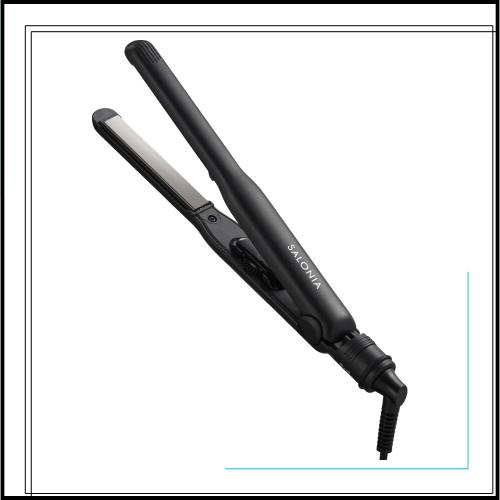 SALONIA サロニア ストレートアイロン ヘアアイロン 15mm 耐熱ポーチ付 海外対応 SL-004S ブラック