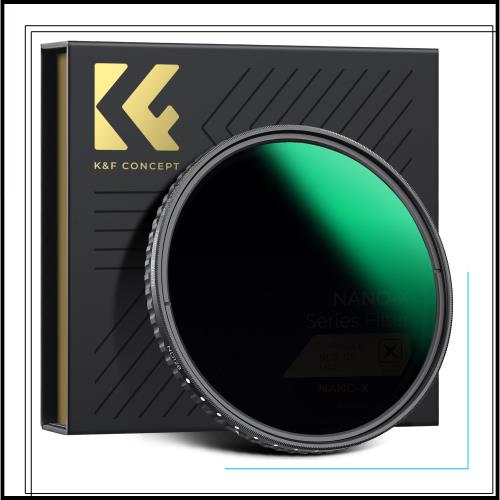 K＆F Concept 82mm 可変NDフィルター ND8-ND128 X状ムラ軽減 AGC光学ガラス HD超解像力 低い反射率 28層ナノコーティング 撥水撥油キズ防
