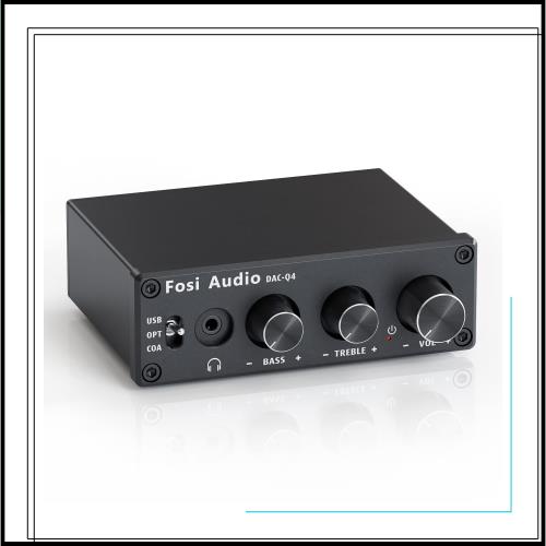 Fosi Audio Q4 DAC ヘッドフォンアンプ 小型 ミニステレオ 24ビット 光デジタル コンパクト ダック ヘッドホンアンプ 192KHz PC-USB/光/