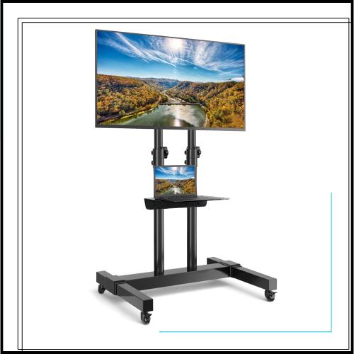 Rfiver テレビスタンドキャスター付き tvスタンド 二重支柱設計 32~75インチ対応 高さ調節可能 テレビスタンド ハイタイプ 棚付き 移動式