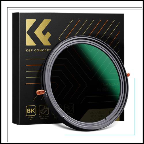 K＆F Concept 58mm 可変NDフィルターND2-ND32+CPLフィルター 1枚2役レンズフィルター X状ムラなし 日本製AGC光学ガラス HD超解像力 低い反