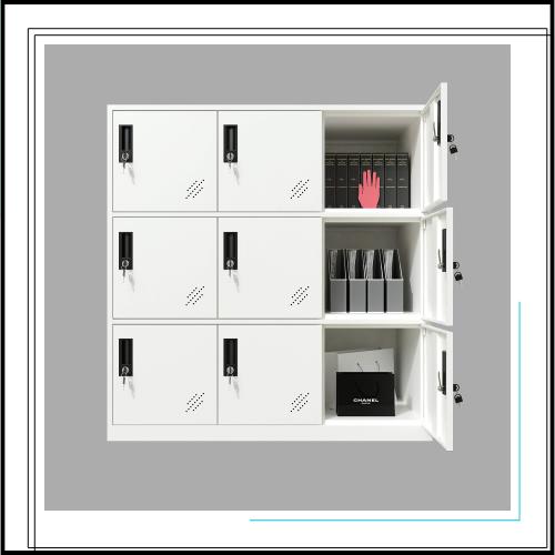 MECOLOR フルホワイトカラー 金属製 オフィスと自宅用 収納キャビネットロッカー、9ドア 薄型エッジ 美しいデザイン 9D-6 フルホワイト-2