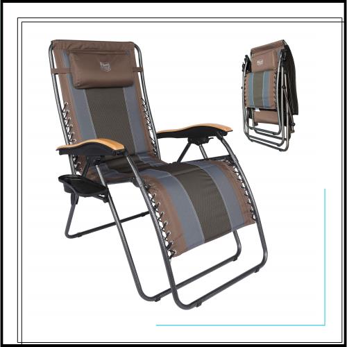 TIMBER RIDGE リクライニングチェア 折りたたみ 耐荷重160kg ワイド(座幅60cm) 角度調節 インフィニティチェア キャンプ カップホルダー