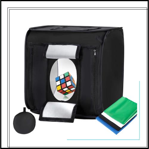 Konseen 撮影ボックス 撮影キット 60x60x60cm 折り畳み式 光度？整可能 192PCS LEDライト 撮影ブース 4枚背景布付き