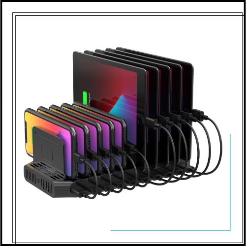 Unitek 2024電源 USB充電ステーション 10ポート 卓上スタンド 最大12A 60W PSE認証済 10台同時充電 1.5A/2.4A 複数台対応 Android/iPhone