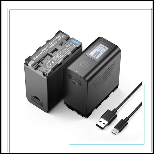 NP-F970互換バッテリー 2個セット、10050mAh 、7.4V、直接充電リチウムイオン電池、USB 出力LCD 残量ディスプレイ USB-C搭載 大容量 Sony