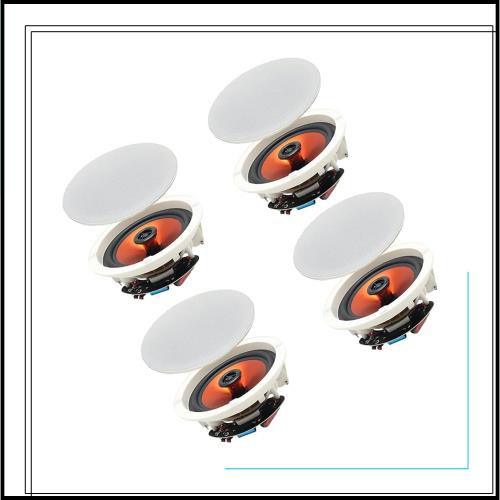 Herdio 6.5”4 PCS 天井埋め込み型スピーカー ホームスピーカーシステム最大電力300ワット湿気のある屋内屋外、キッチン、寝室、バスルー