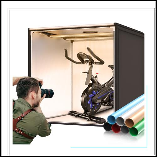 【二色】 FOSITAN 94x94x94cm 超大型 2600K-8500K 撮影ボックス 7色背景シート（黒・白・青・黄・緑・赤・灰） 撮影キット 撮影スタジオ