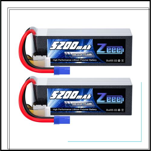 ゼエエ Zeee 6S リポバッテリー 22.2V 100C 5200mAh 大容量リポバッテリー EC5プラグ付き リポバッテリー 大容量バッテリー RCカー用 ラ