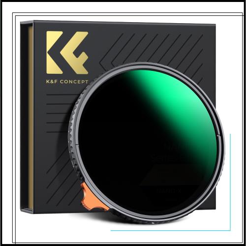 K＆F Concept 49mm 可変NDフィルター ND2-ND400 日本製AGC光学ガラス HD超解像力 低い反射率 360°無段階調節可能 28層ナノコーティング
