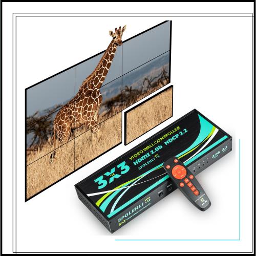 Spolehli ビデオウォールコントローラー 4K60HZ 1080p 3x3/3x2/2x2/3x1/1x4/2x3/4x2/2x4 リモコン付き ps4/ps5に適用 9TVスプライシング