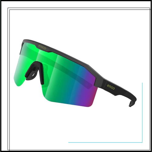 (ER00) グリーンワープアラウンド・シールド偏光小型ナローサイクリングサングラス 8-12歳用 野球 釣り スキー ビーチバレー ギフト ER00] グリーンワープアラウンド・シールド偏光小型ナローサイクリング