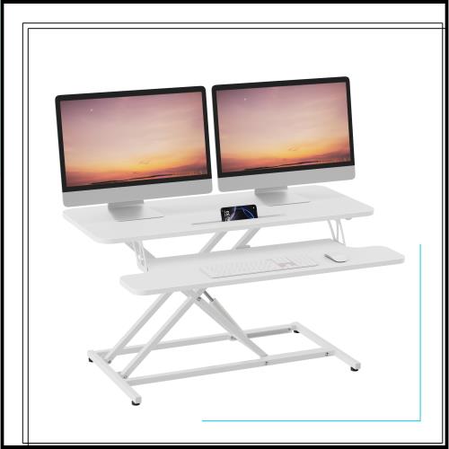 ERGOMAKER スタンディングデスク 卓上 幅91*奥行40cm 高さ調節12〜52CM ガス圧昇降式デスク 昇降式テーブル 立ち 卓上デスク 無段階座位