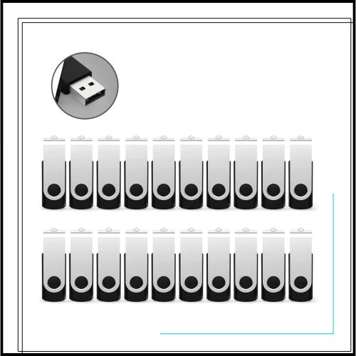 RAOYI USBメモリ 32GB USB 2.0 20個セット フラッシュドライブ 回転式 まとめ買い 業務用 メモリスティック 問屋 ストラップホール付き