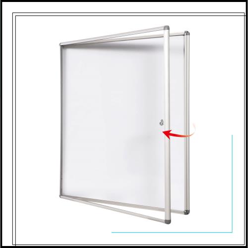 Swansea 屋外掲示板 マグネットボード壁付 扉式案内板連絡板 簡易ロック シルバーのアルミフレーム 研究所 工場 会社用 カバー付 980mm×