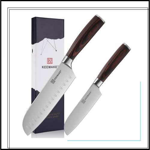 KEEMAKE 三徳包丁 ステンレス 180mm 食洗機対応 万能包丁 多機能 天然木柄 パン切り包丁 肉切り包丁 菜切り 魚切り キッチン用品 プレゼ