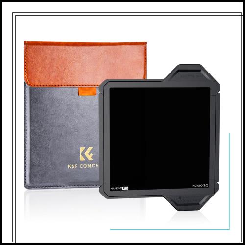 【新型】 K＆F Concept 角型NDフィルター ND1000 日本製AGC光学ガラス 色かぶり無し 36層ナノコーティング 撥水 防汚 傷付き防止 保護ケー