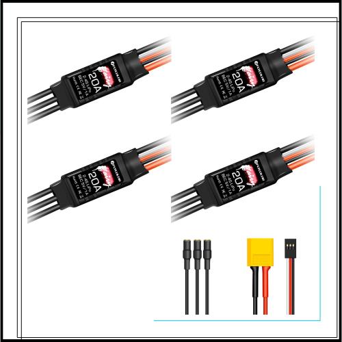 HAWK’S WORKブラシレス電子スピードコントローラー、20A ブラシレスモータ 電子スピードコントローラー BEC 5V 1A XT60と3.5mmプラグ付き