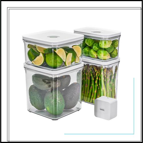 VAKUEN プレミアム真空保存容器＆全自動食品シーラー機スターター セット 5点セット 真空パック機 バルブで便利開閉 BPAフリー 100%漏れ防