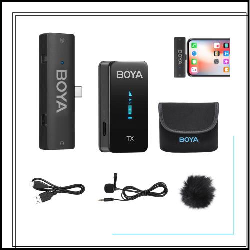 ピンマイク ワイヤレス Android用 Type-C 外付けマイク BOYA XM6-S5 配信用マイク 360°集音 瞬時接続 無指向性 有機ELスクリーン ラベリ