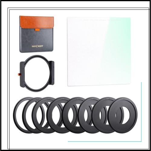 K＆F Concept 角型ブラックミスト1/4+フィルターホルダー 100*100*2mm 28層ナノコーティング ソフト効果 1/4 コントラスト調整用 レンズフ