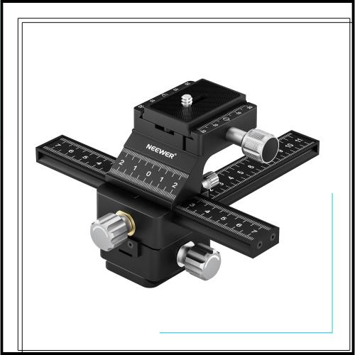 NEEWER 4ウェイマクロフォーカスレールスライダー 1/4”-20ネジ クイックリリースプレート付き マクロ撮影とクローズアップ撮影用 コンパ